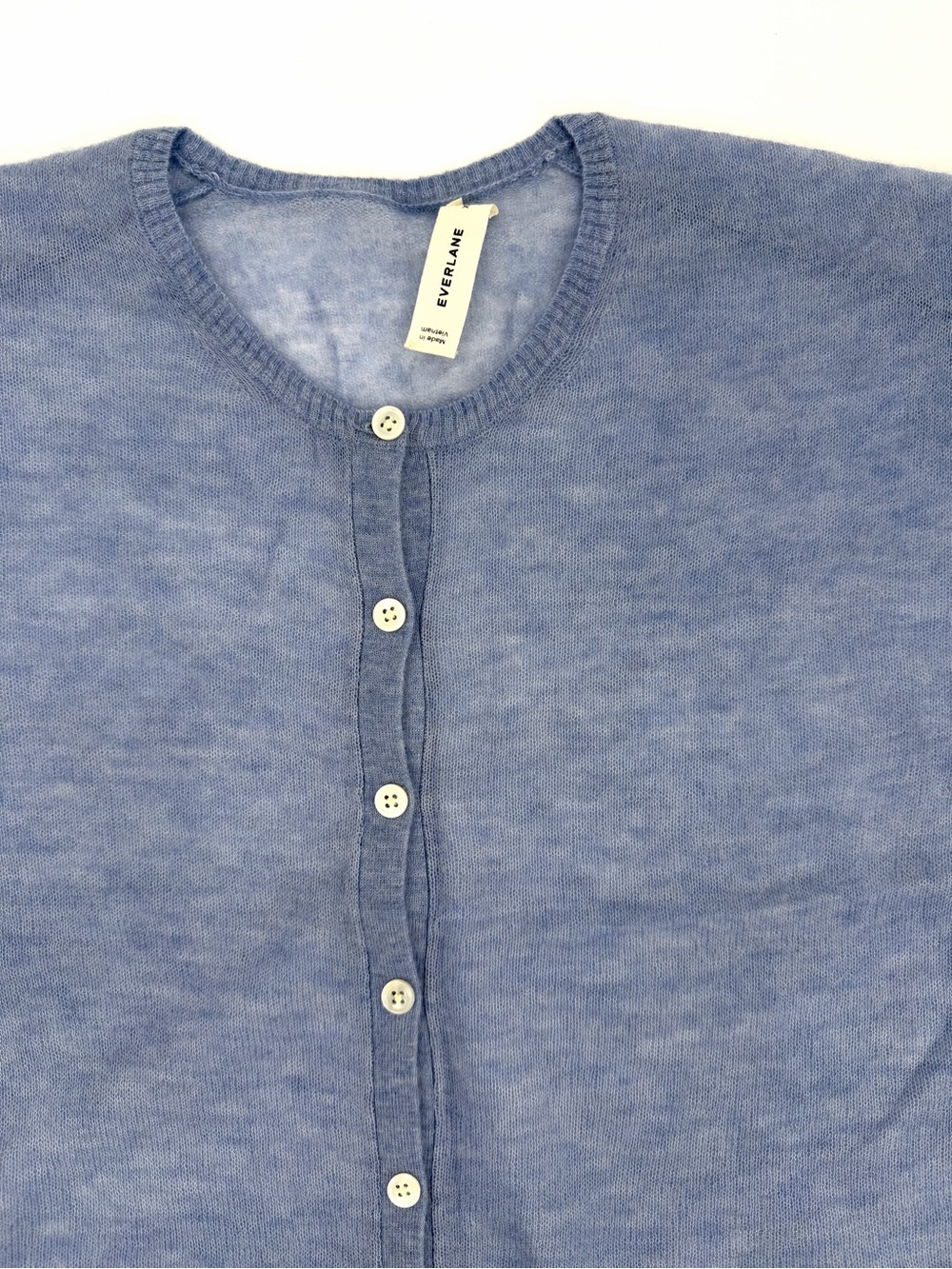 Everlane The Air Alpaca Short Sleeve Cardigan in blue Size XXL NWOT - Picture 3 of 7